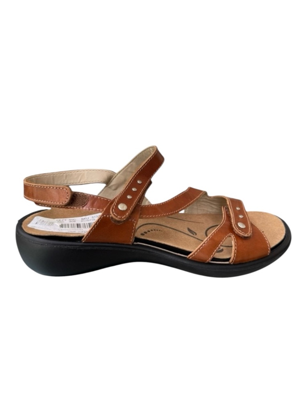 Romika Ibiza 70 Studded Brown and Black Velcro Straps Comfort Sandals